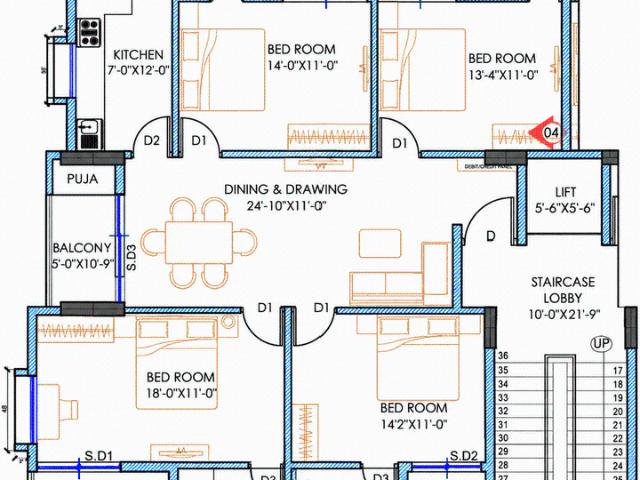 4 BHK Apartment in Khandagiri for resale Bhubaneswar. The reference number is 21374849