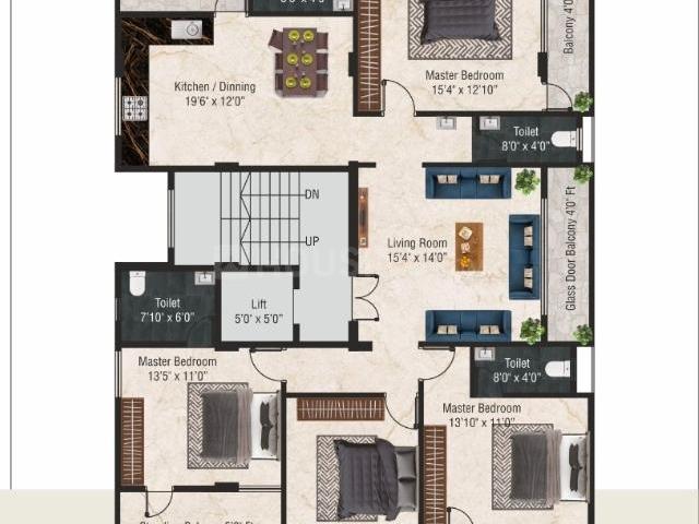 4 BHK Apartment in Somalwada for resale Nagpur. The reference number is 19568005