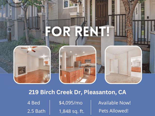 4 BR, 2.5 BA Apartment 219 Birch Creek Drive, Pleasanton, CA 94566