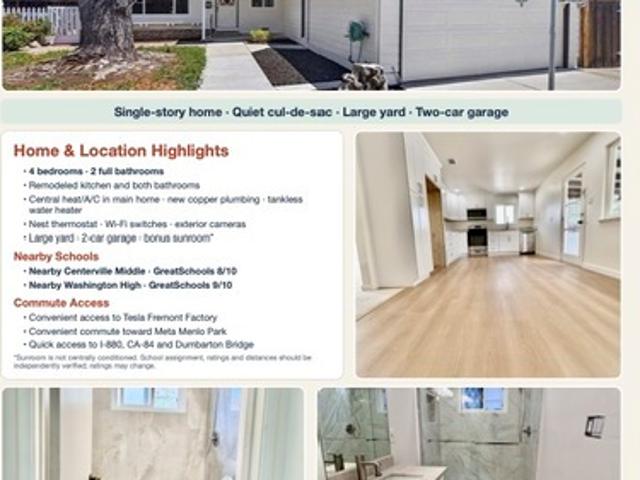 4 BR, 2 BA Apartment 36740 Theta Court, Fremont, CA 94536
