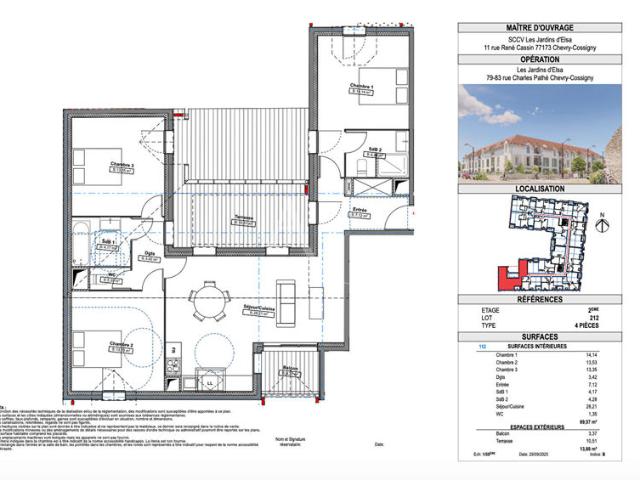 4 PIECES + + terrasse + 3 parkings s/sol dans programme neuf 'Les jardins d'Elsa'