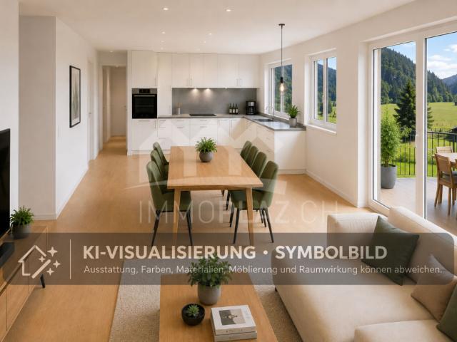 4½ Zi. Wohnung mit Balkon & freie Bergsicht