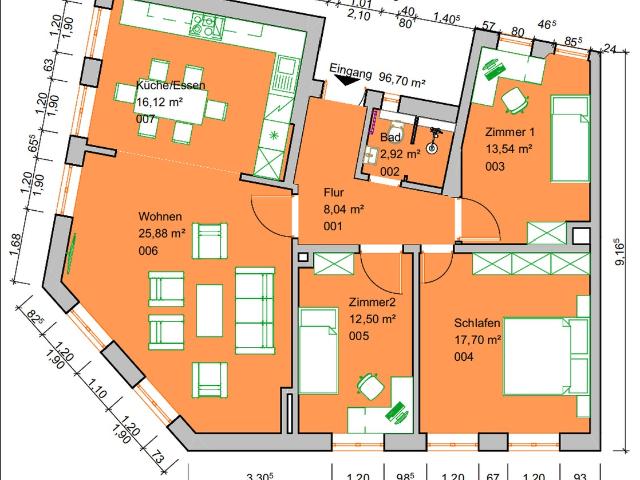 4 Zi Wohnung, WG geeignet, Jugendstil, saniert, EBK, auf Zeit bis 30.04.2027, ideal für Studenten