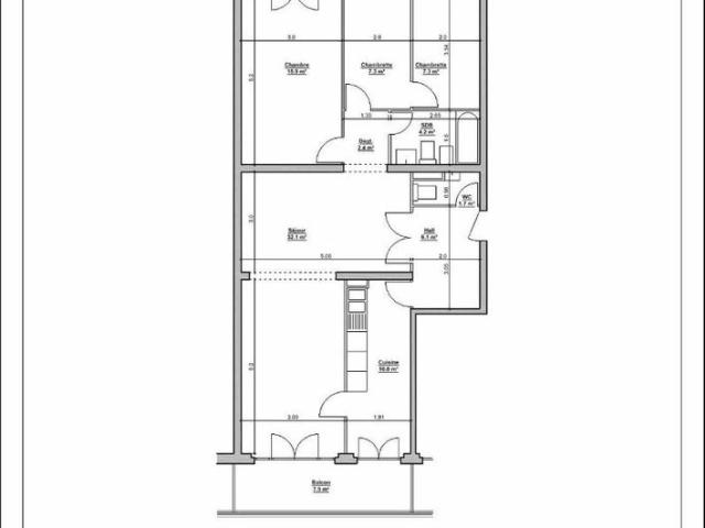 4 Zimmer, 84 m², 1. Stock