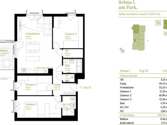 4 Zimmer Wohnung mit Traumblick inkl. KFZ Stellplatz in Selma am Park!