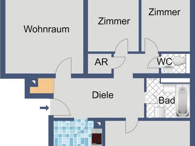 4 Zimmer Wohnung mit Balkon, Gäste WC und Keller in Seligenstadt