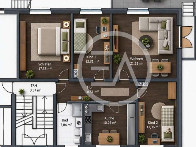 4 Zimmer Wohnung mit Balkon in zentraler Lage