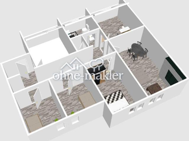 4 Zimmer Wohnung mit großer Wohnküche 80 m² Wohnfläche + ca. 40 m² Nutzfläche