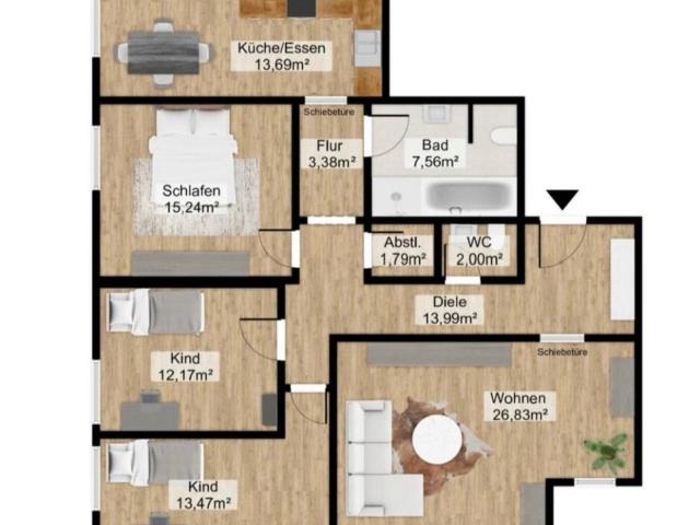 4 Zimmer Wohnung 2014 modernisiert 3 Außenstellplätze
