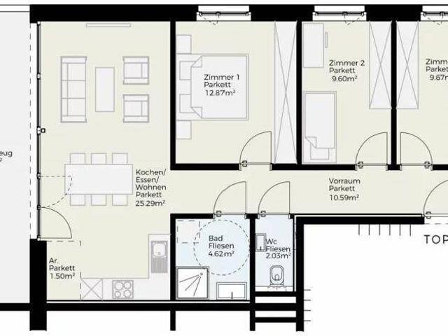 4 Zimmer Dachgeschosswohnung mit Terrasse Bezugsfertig