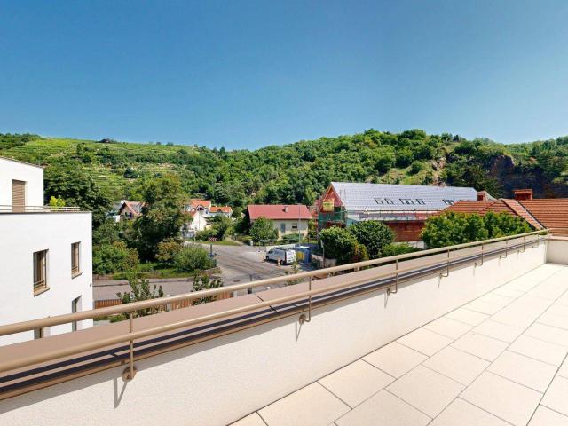 4 Zimmer Dachgeschosswohnung mit großer Terrasse und Blick Richtung Weinhänge