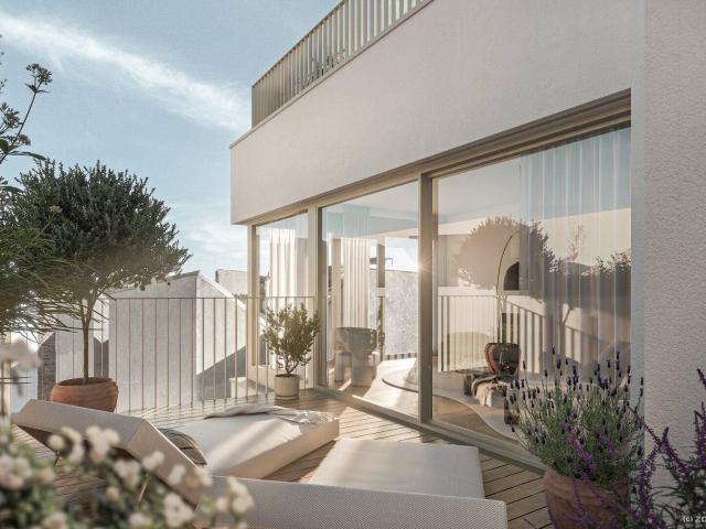 4 Zimmer Erstbezug mit 18 m² Terrasse und 28 m² Dachterrasse, direkt am Naschmarkt