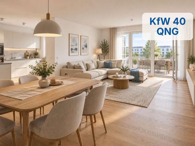 4 Zimmer Familienwohnung mit Balkon – Neubau KfW 40 QNG mit KfW Förderung – Rohbau fertig