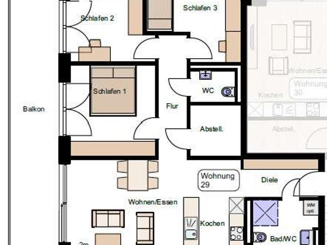 4 Zimmer Neubauwohnung mit sehr schönem großen Balkon