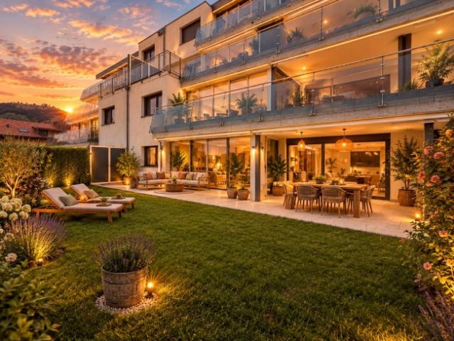 Wohnung mit potenziell 4,5 Zimmern, einer Terrasse von 52 m² und einem privaten Garten von 69 m²
