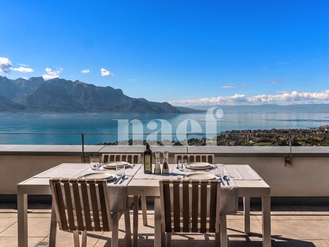 4,5 Zimmer Penthouse Wohnung mit Terrasse und großartigem Blick auf den Genfersee zum Verkauf auf den Höhen von Montreux