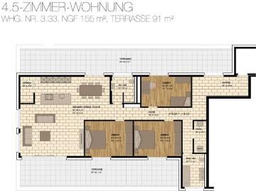4.5 Zimmer, 155 m², 3. Stock