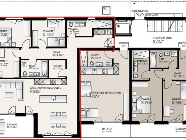 4.5 Zimmer, 123 m², 1. Stock