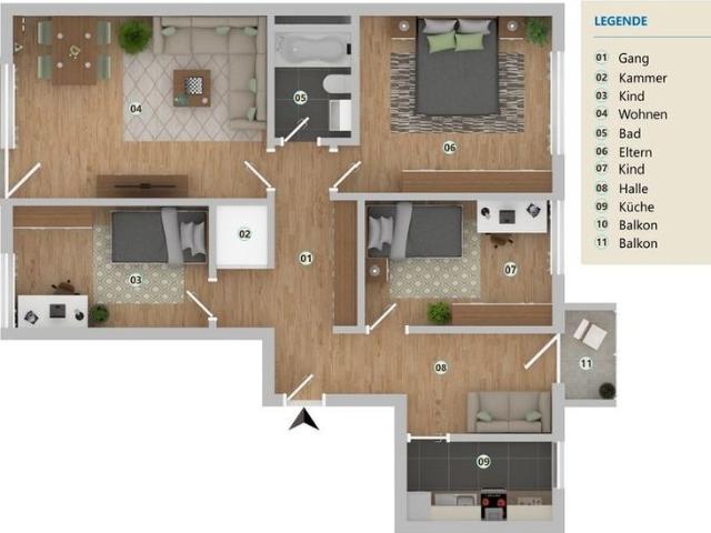 4.5 Zimmer, 79 m², 6. Stock
