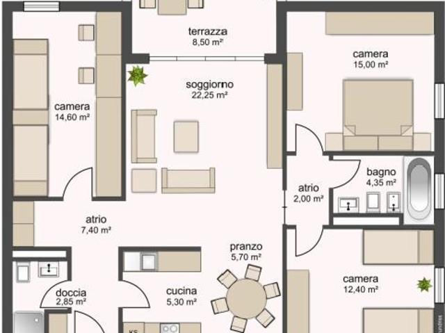 4.5 Zimmer, 98 m², 1. Stock