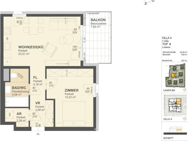 53qm MIETE Balkonwohnung, Lift, Tiefgarage, in beliebter Grünruhelage