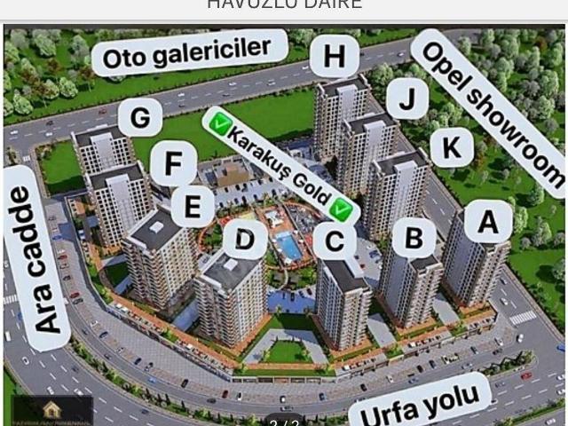 500 Evler Kavşağı Karakuş Gold 2+1 Lüks Havuzlu Daire