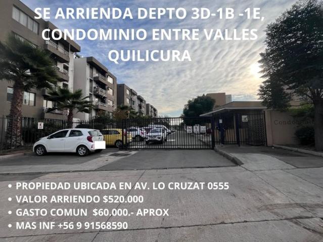 $ 520.000 Departamento en Arriendo en Quilicura 3 dormitorios 2 baños / Gestión y Propiedad