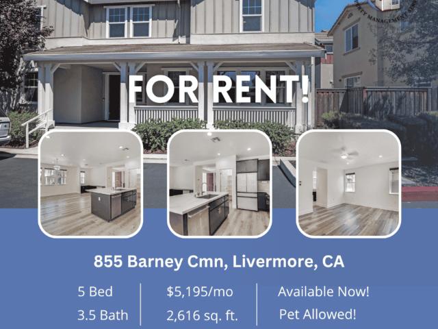 5 BR, 3.5 BA Apartment 855 Barney Common, Livermore, CA 94551