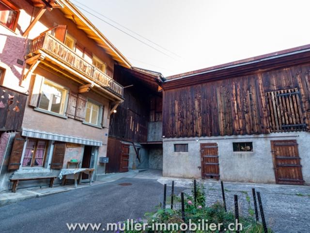 Dorfhaus mit Nebengebäuden, zu renovieren, im Zentrum von Ollon