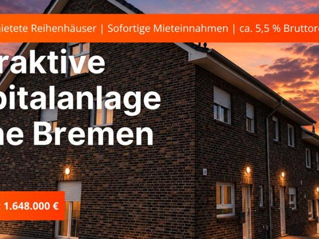 6 vollvermietete Reihenhäuser bei Bremen, privat & provisionsfrei