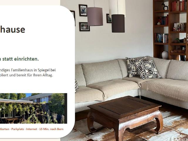 6½ ZIMMER HAUS IN SPIEGEL B. BERN BE, MÖBLIERT, TEMPORÄR