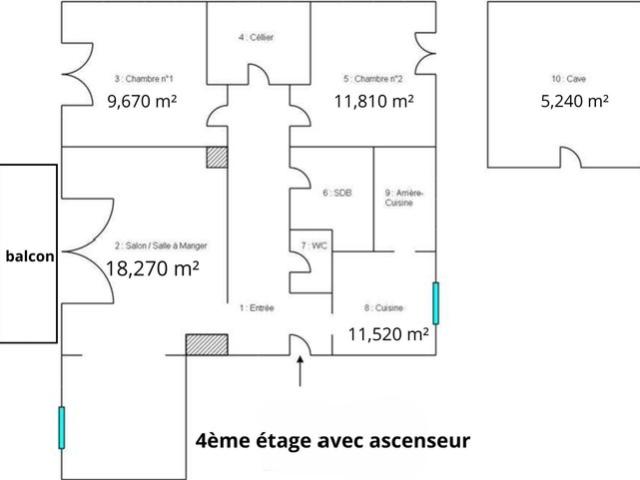 80080 AMIENS TYPE F3 DERNIER ÉTAGE ASCENSEUR BALCON CAVE QUARTIER MASSENET