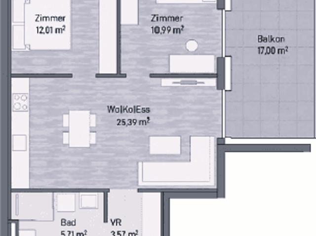 8,5% Baustartaktion! 3 Zi. Eigentumswohnung 57,68m² mit großem Balkon Grazer Stadtlage