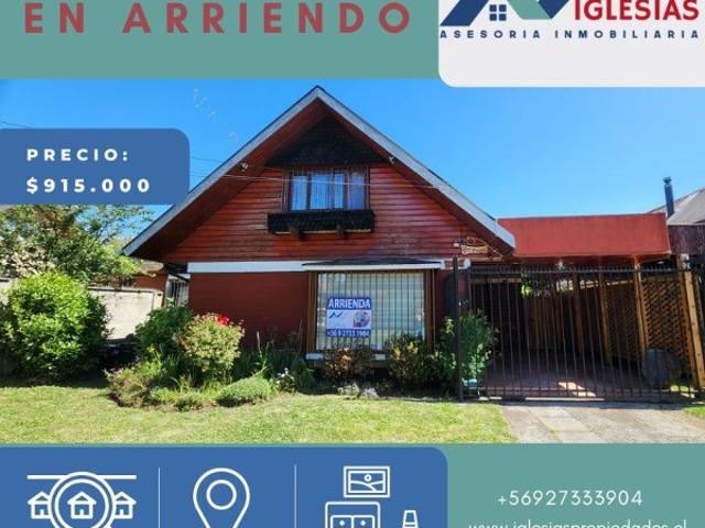 $ 915.000 Casa en Arriendo en Temuco 3 dormitorios 3 baños / Gestión y Propiedad
