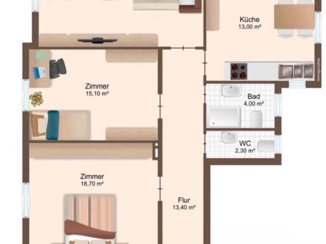 ❗️92m2 Altbauwohnung in Rastatt 3 Zi, 2 Bäder, Balkon