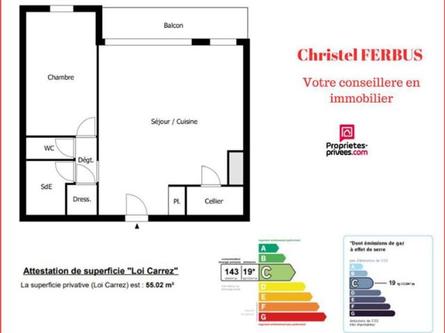 93270 SEVRAN Appartement 2 pièces 55.02 m² Balcon Dernier étage