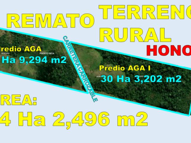 00537 REMATO TERRENO RURAL EN HONORIA 54 HA 2, 496 M2