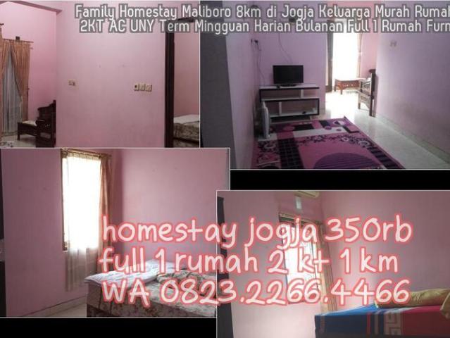 0823 2266 4466 Family Homestay Maliboro 8km di Jogja Keluarga Murah Rumahan 2KT AC UNY Term Mingguan