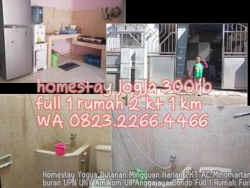 0823 2266 4466 Homestay Yogya Bulanan Mingguan Harian 2KT AC Minomartani Liburan UPN UNY Amikom UII