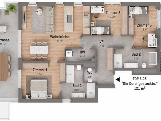 1210, Langenzersdorfer Straße, In Strebersdorf am Fuße des Bisambergs, 4 Zimmer Eigentumswohnung