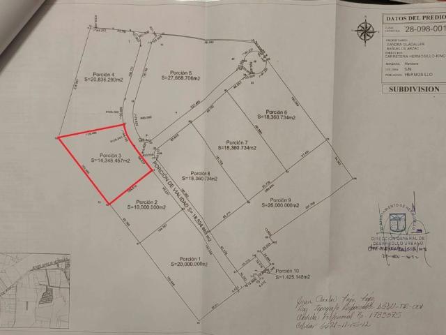 14,348.457 M2 TERRENO EN VENTA FRACC 3 CARRET A KINO KM 12.6