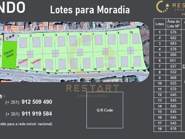 18 Lotes Para construção de moradias individuais e unifamilares com cave, rés do chão e 1º andar