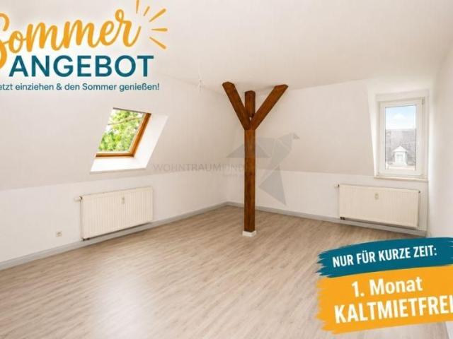 1. Monat Kaltmiete geschenkt ! Attraktive Dachgeschosswohnung mit Sichtbalken, Wohnküche und großem Bad