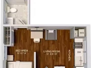 1 Bedroom 1 Bathroom Apartment