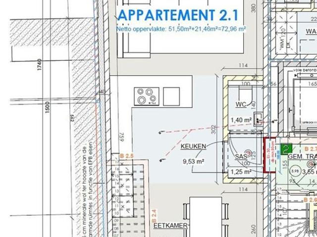 1 Slk. duplexapp. bew. opp.: 73m² staanplaats & berging
