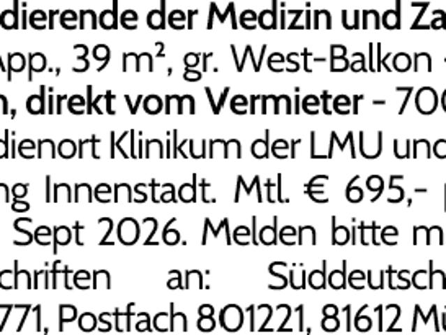 1 Zi. App. in München