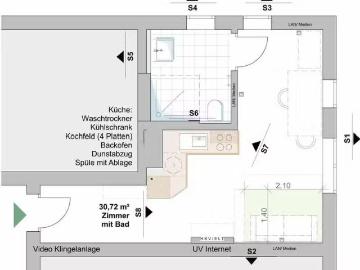 1 Zimmer 30 m² 758 € Kaltmiete Wohnungen in Nürnberg Tull.