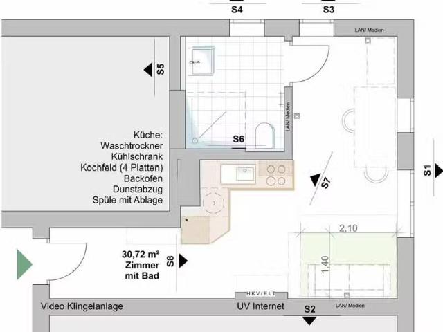 1 Zimmer 30 m² 758 € Kaltmiete Wohnungen in Nürnberg Tull.