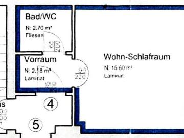 1 Zimmer Wohnung mit Einbauküche im 2. OG