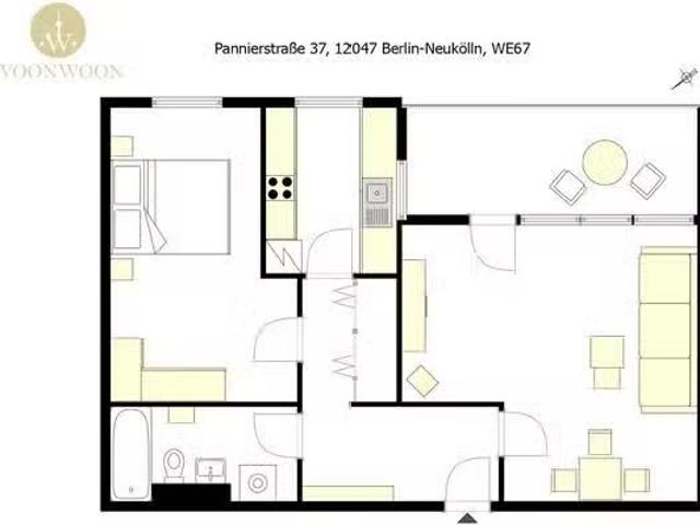 1 Zimmer Wohnung in Pannierstraße, Bezirk Neukölln